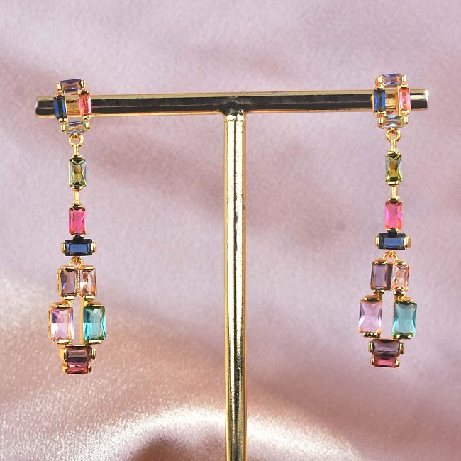 Fashion Colorful Tourmaline Long Earrings for Women