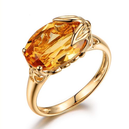 anéis de casamento de cristal amarelo muito natural para mulheres