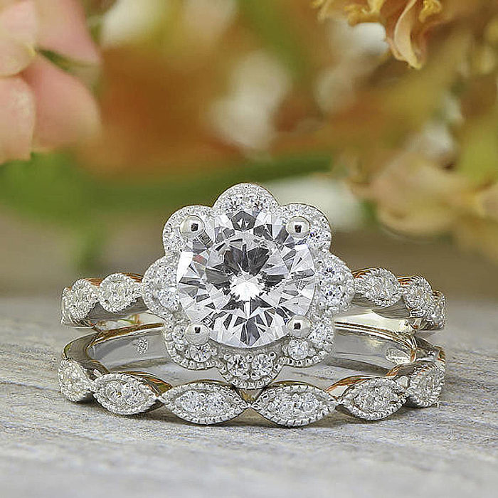 bonitos anillos de compromiso de diamantes de moda para mujer - Jewenoir