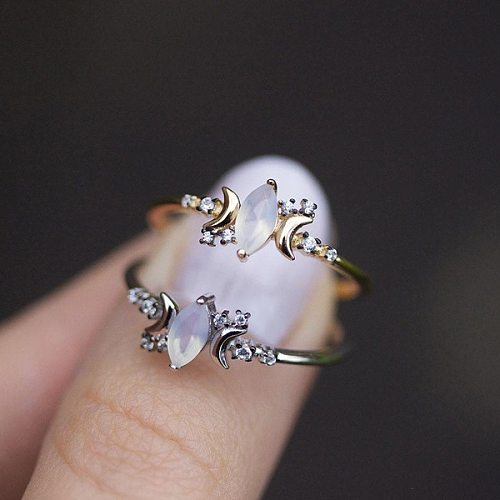 anéis de cristal branco antigo para mulheres