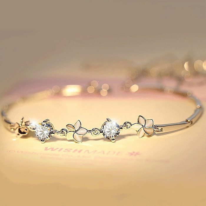 pulseras de flores de diamantes de moda simple para mujer
