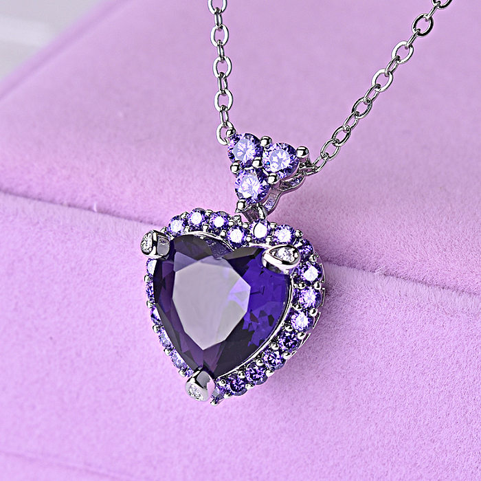 fashion amethyst heart necklaces for women