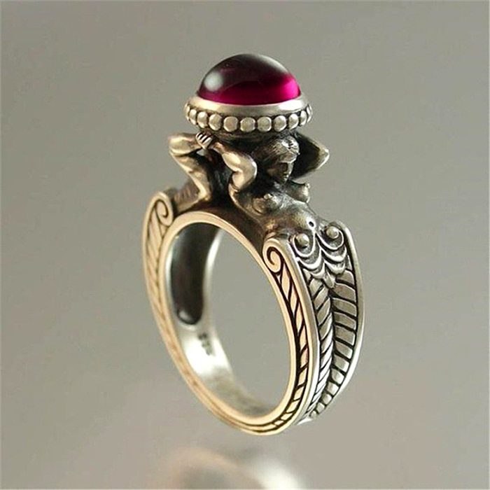 anillos de rubí de plata antiguos para mujer