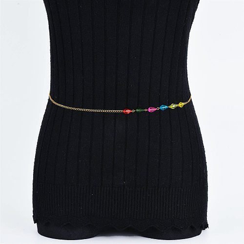 multi color pendant stainless steel body chain for women