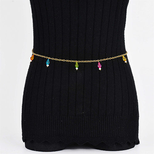 multi color crystal body chain in stainless steel for wedding