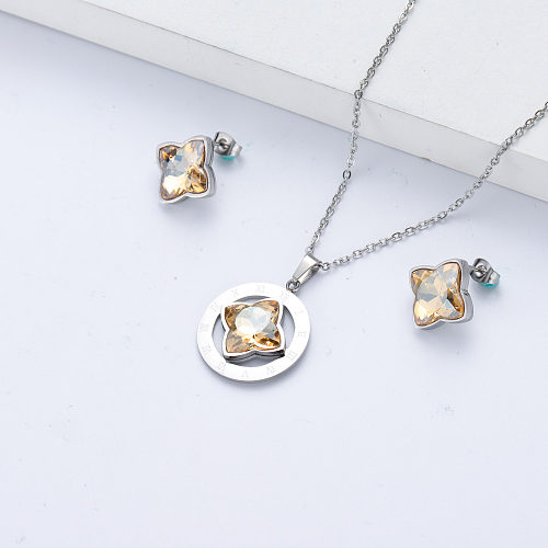 collier et boucle d'oreille avec pendentif en cristal ensemble de bijoux pour la fête