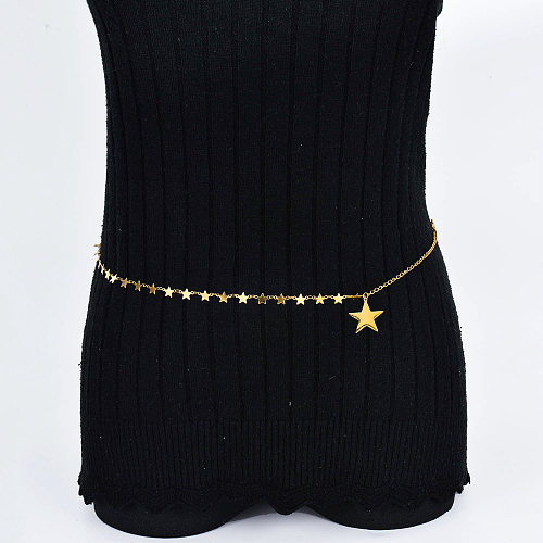 316L staineless 18K gold plated star pendant waist chain