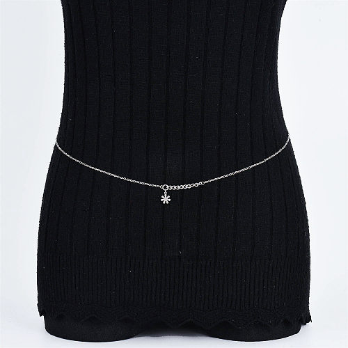 snow shape pendant stainless steel plate body chain for girl
