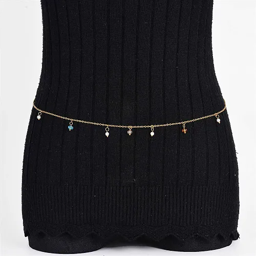 multi color crystal body chain in stainless steel for wedding