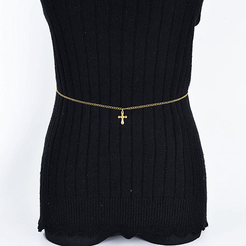 Cadena de cintura con colgante de cruz chapada en oro de 316 quilates inoxidable 18L