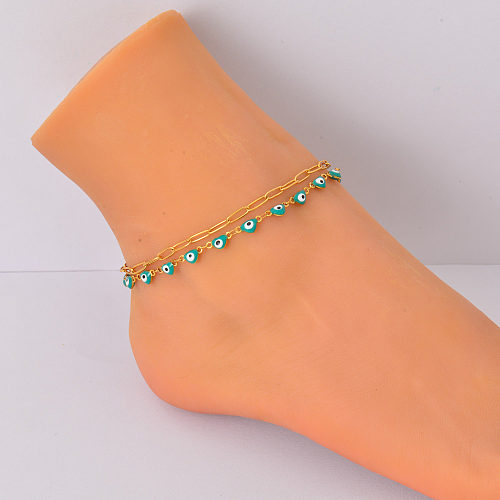green eye pendant anklet chain in stainless steel for party