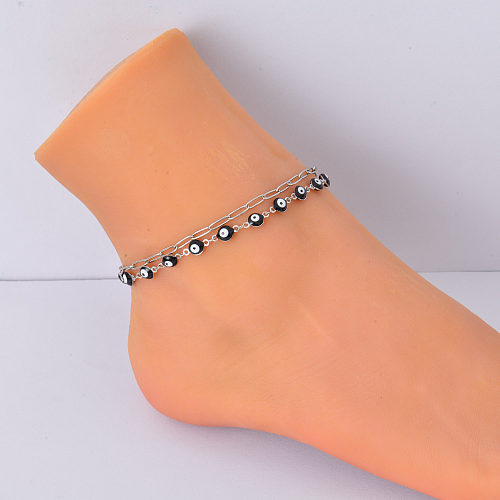 pink eye pendant stainless steel silver anklet chain for women