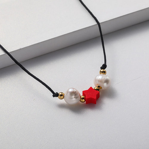 red pendant and pearl necklace for girl