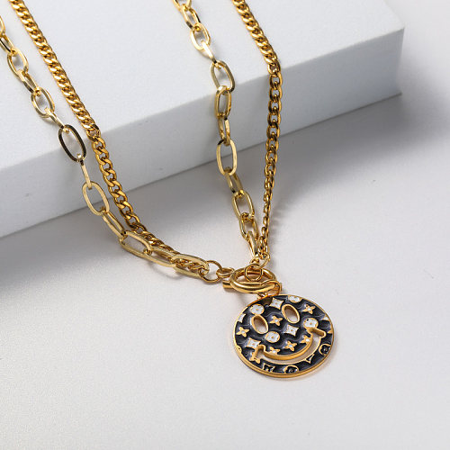 gold pendant stainless steel necklace for women
