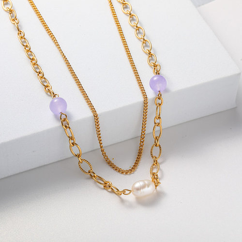 stainless steel gold plate pendant necklace for wedding