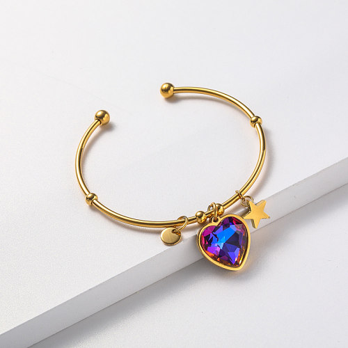 bracelet en acier inoxydable plaqué or pour femme