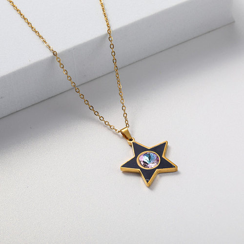 star shape gold plate stainless steel necklace for wedding