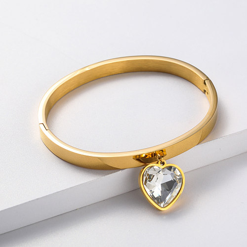 stainless steel bangle with crystal pendant for wedding