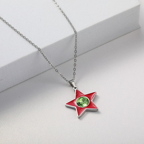 red star pendant stainless steel necklace for wedding