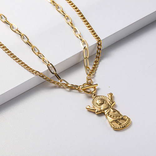gold plate stainless steel necklace with pendant