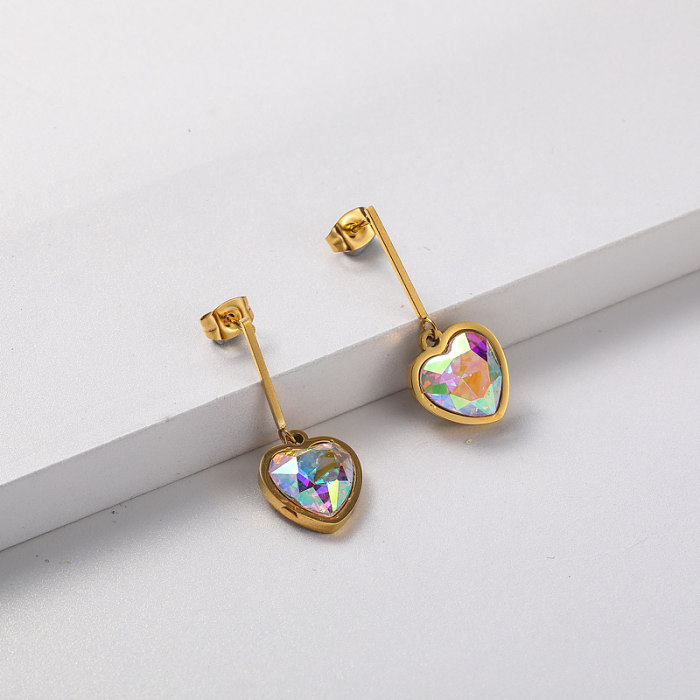 gold plate earring in crystal stainless steel earring