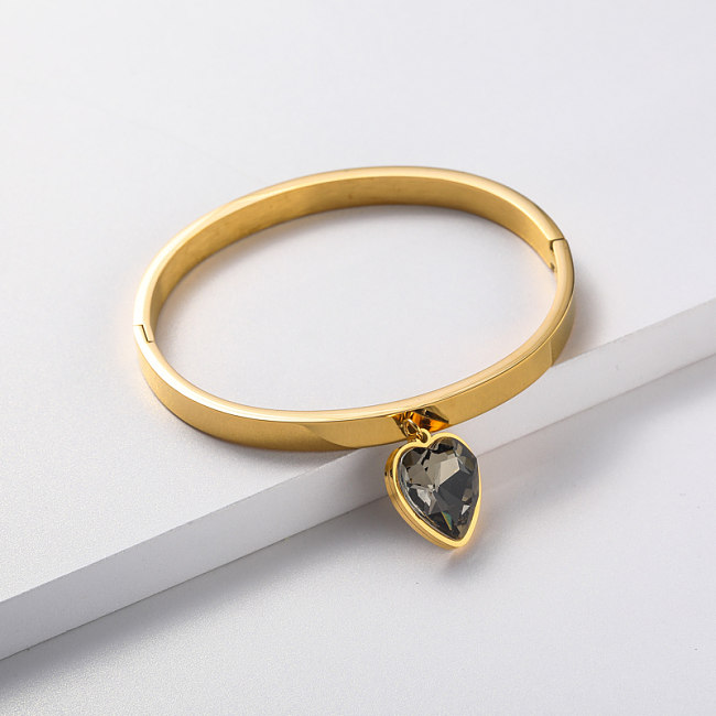 pendentif en cristal plaque d'or bracelet en acier inoxydable pour mariage