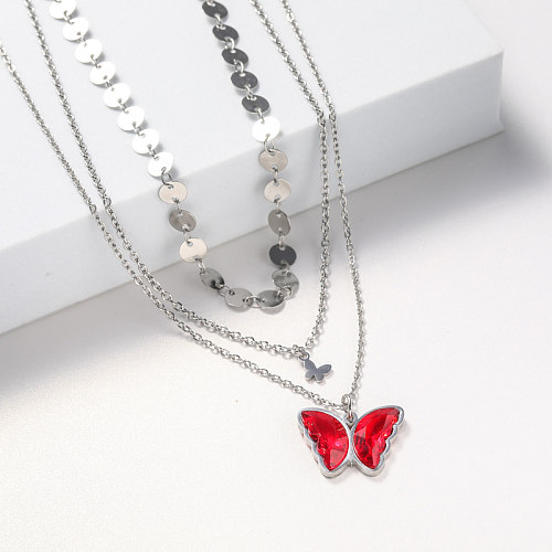 butterfly pendant women necklace in stainless steel