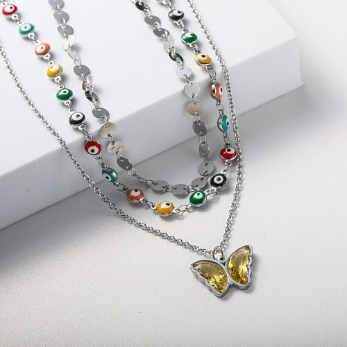 women crystal butterfly pendant necklace for wedding