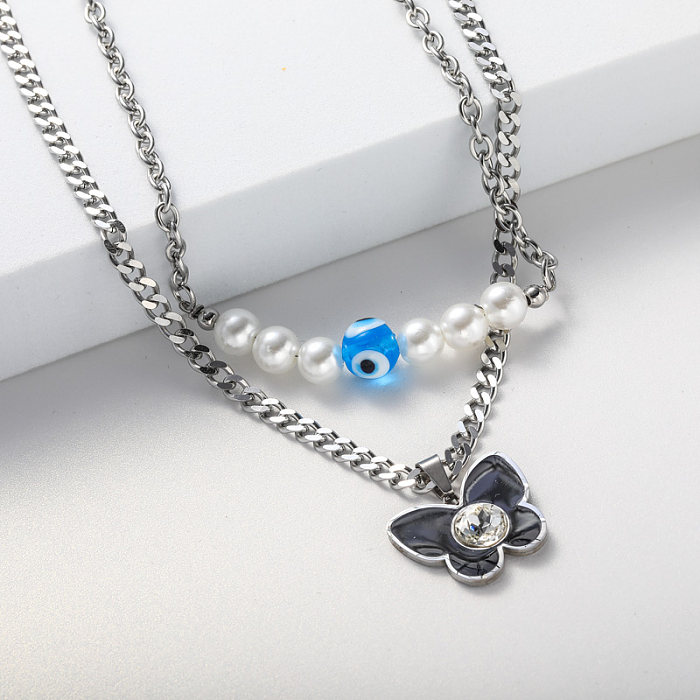 butterfly and pearl pendant necklace for wedding