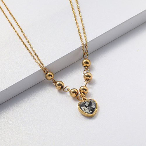 gold plate pendant and crystal stainless steel necklace for wedding