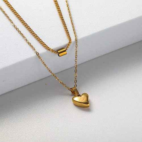 Collier en acier inoxydable avec pendentif en forme de coeur pour femme