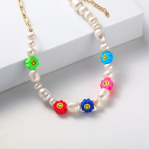 cute girl pearl pendant stainless steel necklace