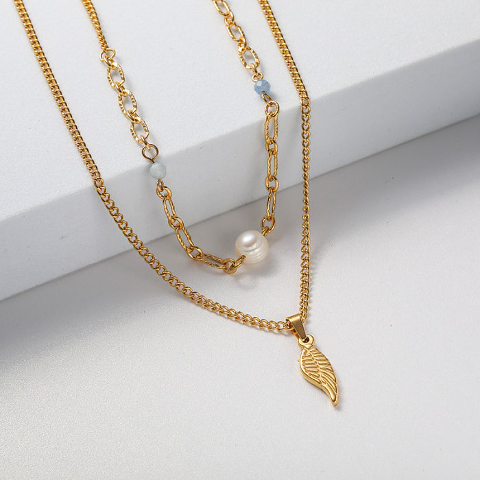 gold plate stainless steel necklace with pendant