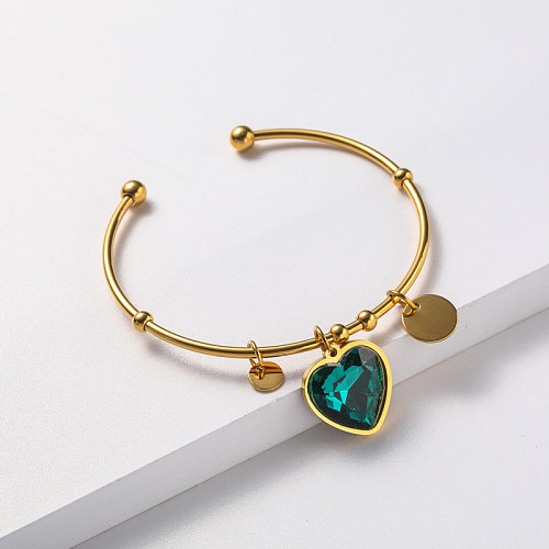 gold plate bangle in stainless steel with pendant