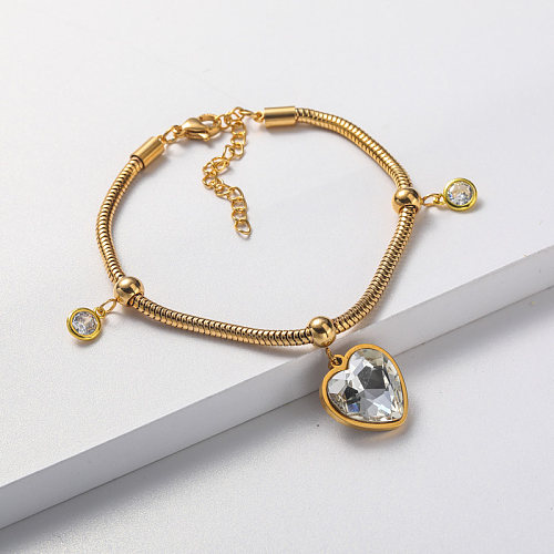 bracelet en acier inoxydable avec pendentif couleur plaqué or