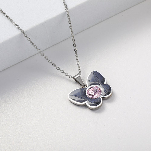 butterfly pendant girl stainless steel necklace for wedding