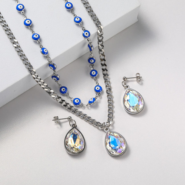 crystal earring and necklace jewelry set for wedding