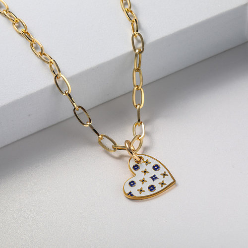 heart pendant gold plate stainless steel necklace