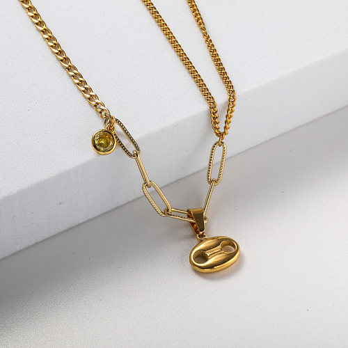 gold plate pendant stainless steel necklace for wedding