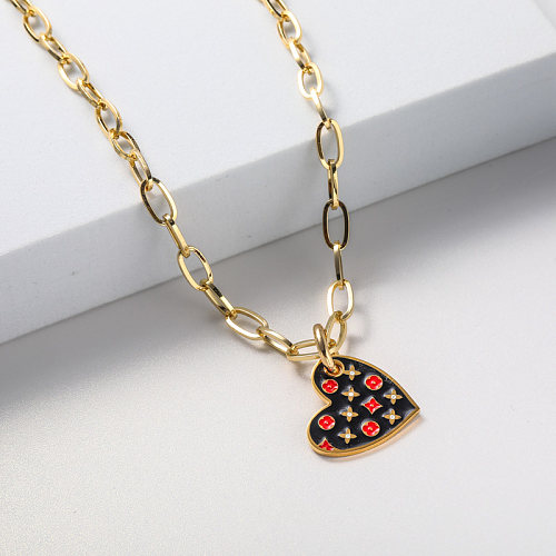 heart shape pendant stainless steel necklace for women