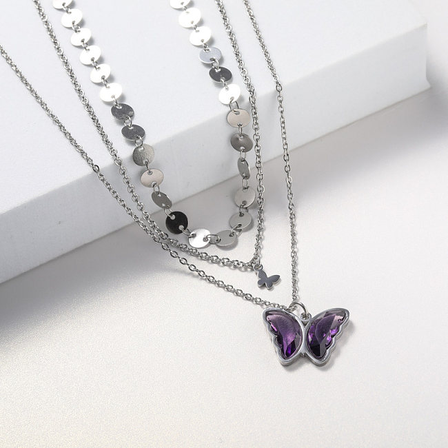 butterfly pendant wedding stainless steel necklace