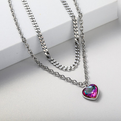 heart shape stainless steel women necklace for wedding