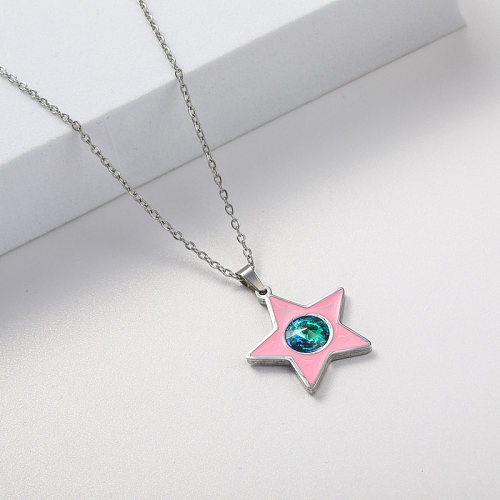 metal star pendant stainless steel necklace for women