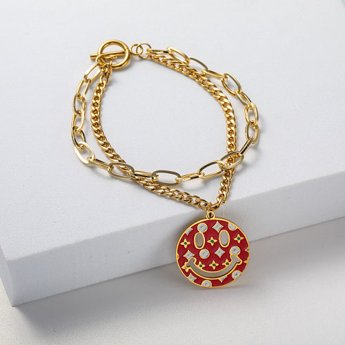 stainless steel bracelet with pendant in gold plate color