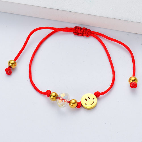 metal heart shape pendant red bracelet for women