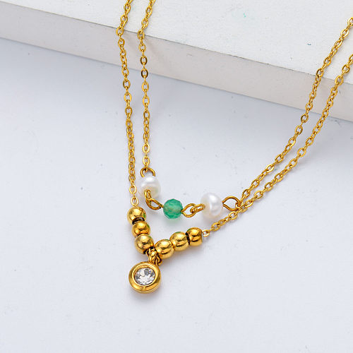 ball pendant gold plate stainless steel necklace for wedding