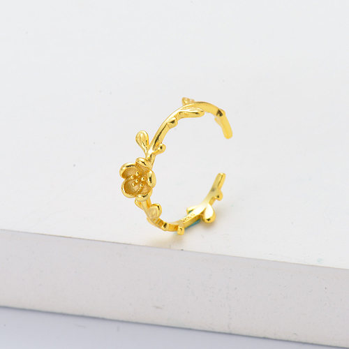 anillo de bodas de plata esterlina ajustable con rosa chapada en oro delicado