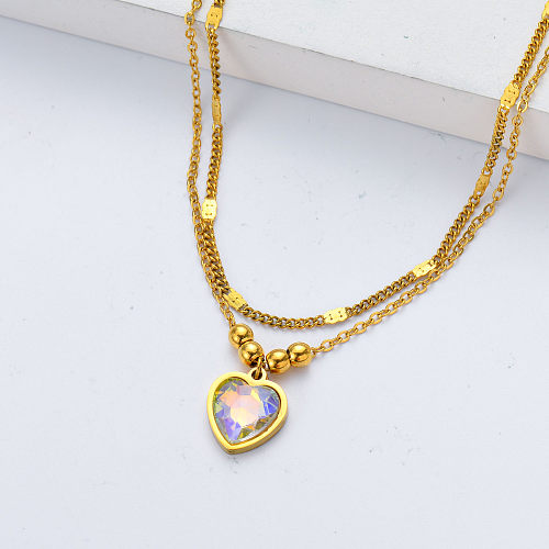 crystal pendant stainless steel necklace for wedding