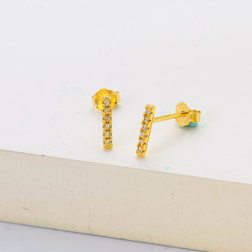 Boucles d'oreilles de mariage en argent sterling 925 avec zircone plaquée or