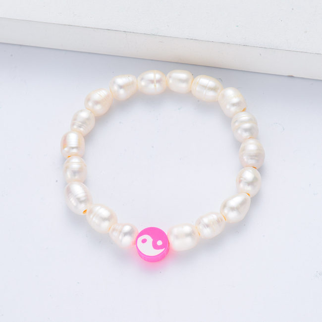 pendentif rose perle blanche avec bracelet pour fille
